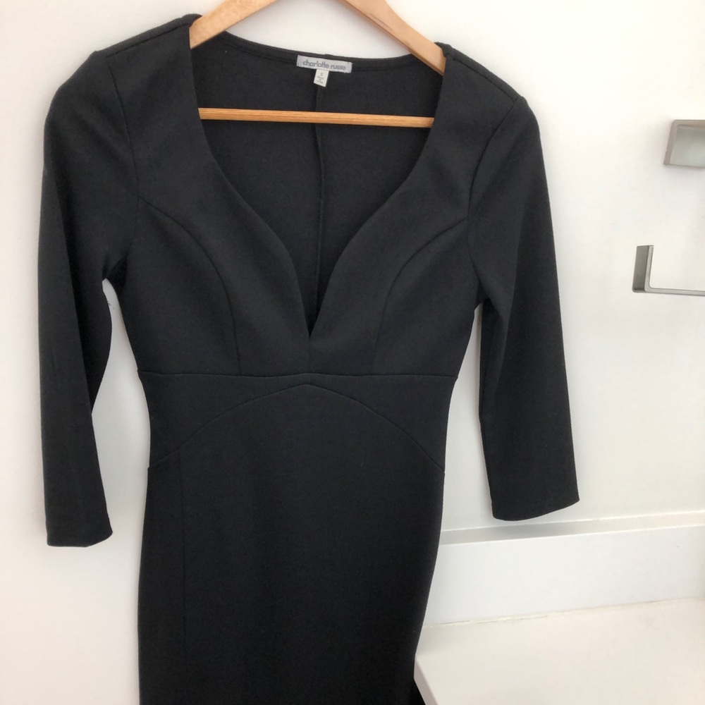 Charlotte Russe Black Deep Vneck Dress Size Small